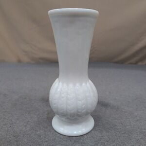 Randall White Milk Glass Bud Vase Textured Wheat Pattern Vintage Home Decor